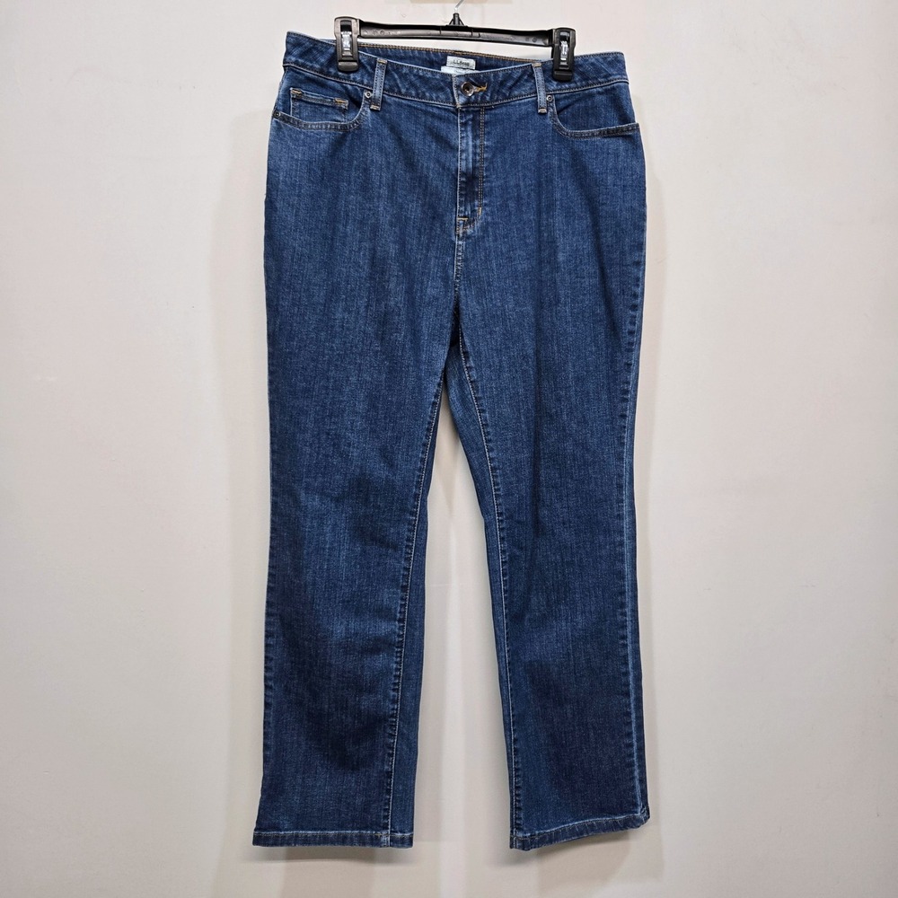 LL Bean Jeans Women 16 Regular Classic Fit Blue High Rise Straight Leg Stretch